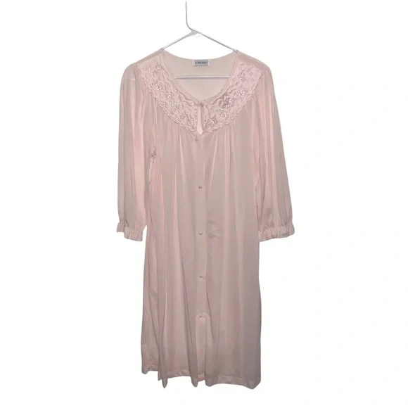 Lorraine Intimates & Sleepwear | Vintage Soft Pastel Pink Floral Embroidered Lorraine Night Gown Pajamas Medium | Color: Pink | Size: M |